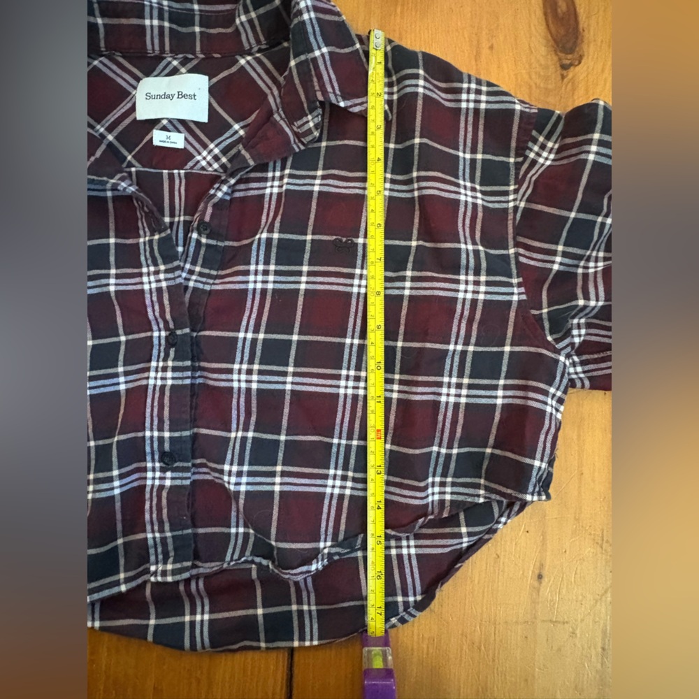 Sunday Best Aritzia Poppy Shirt Ada Spiced Burgundy Black Plaid, Size Medium M - Picture 10 of 14
